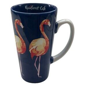 Rainforest Cafe Brand Blue and Pink Flamingo Tall Coffee Mug
